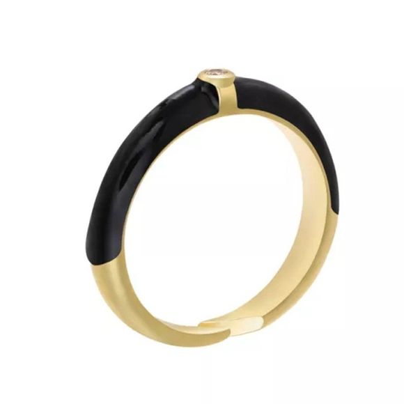 Jewelry - 7/$35 Gold and Black Enamel Statement Ring Rhinestone Minimalist Ring